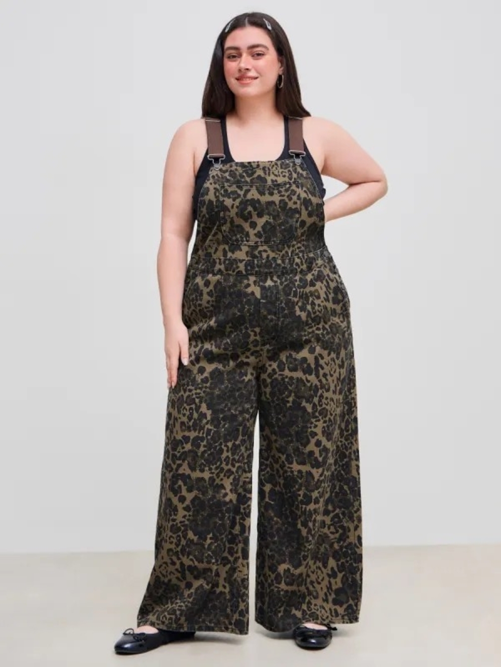 Cider Leopard Print Denim Overalls